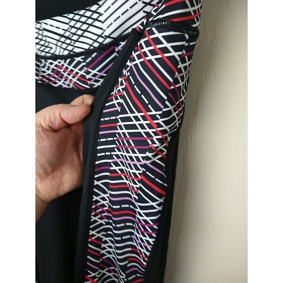 Free2be Black Breathable Leggings Side Multi Color Stripes. Size L - Picture 11 of 13
